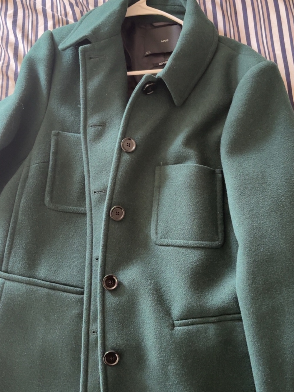 Mango Forest Green Wool Pea Coat